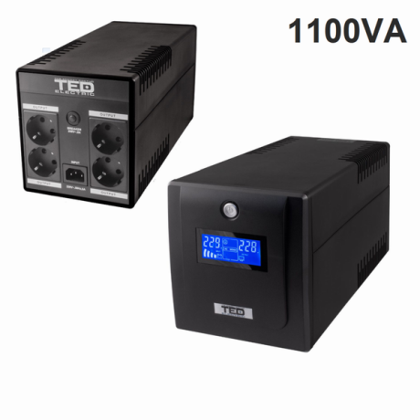UPS 1100VA / 650W LCD cu stabilizator 4 iesiri schuko