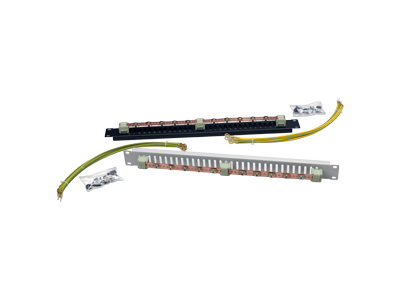 Bara de impamantare cu bara egalizatoare de potential cu 10x conexiuni, 4x cabluri diam. 4mm / lungime 40cm