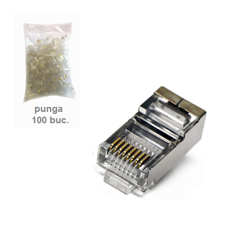 Conector mufa FTP 8C8P, ecranat, RJ45 cat5, 100 bucati