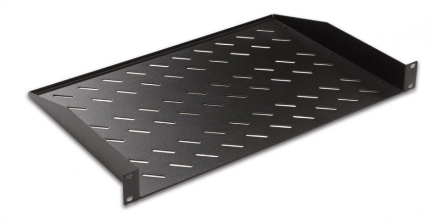 Raft fix prindere fata 19"/1U, d=250mm, sarcina 30kg, culoare neagra RAL9005