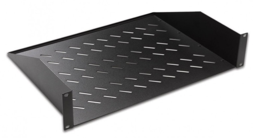 Raft fix prindere fata 19"/2U, d=350mm, sarcina 50kg, culoare neagra RAL9005