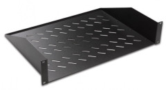 Raft fix prindere fata 19&quot;/2U, d=350mm, sarcina 50kg, culoare neagra RAL9005