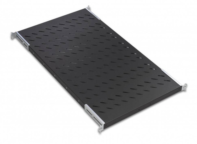 Raft fix prindere fata-spate 19"-1U 770mm, pt. rack cu adancime 1000mm, sarcina 50kg, culoare neagra, RAL9005