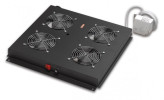 Unitate 4xVentilatoare cu termostat + intrerupator, pt. rack de podea, culoare negru RAL9005, Lande