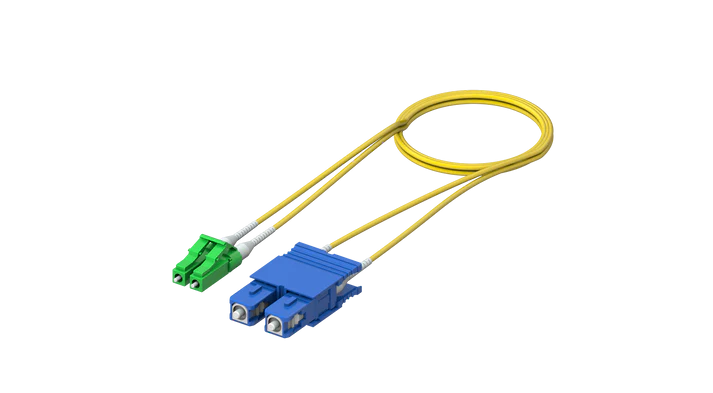SC/UPC - LC/APC Duplex Patchcord de culoare galbenă