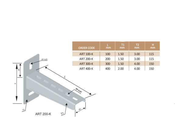 Suport pentru montare pe perete jgheab metalic 200mm