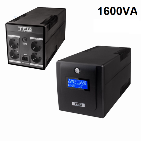 UPS 1600VA / 1000W LCD cu stabilizator 4 iesiri schuko